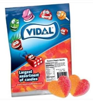 (S3 - 02) Bulk - Vidal Gummi Peach Hearts - 4.4 lb (2kg) x 1 Bag - SugarMarket.ca
