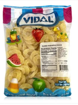 (S3 - 02) Spain - Bulk - Vidal Pineapple Rings 2.2 Lb (1kg) x 1 Bag - SugarMarket.ca