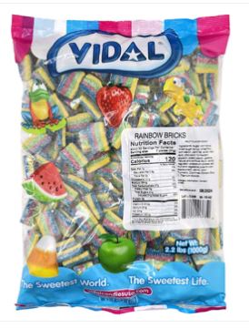 (S3 - 02) Spain - Bulk - Vidal Rainbow Bricks (Licorice) 2.2 Lb (1kg) x 1 Bag - SugarMarket.ca
