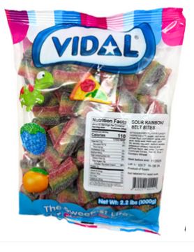 (S3 - 02) SPAIN - Bulk - Vidal Sour Rainbow Belt Bites 2.2 Lb (1kg) x 1 Bag - SugarMarket.ca