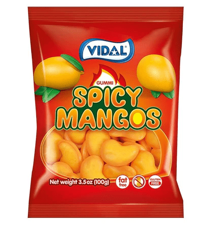 (S3 - 02) Spain - Peg Bag - Vidal Spicy Filled Mangos 3.5oz (100g) x 1 Unit - SugarMarket.ca