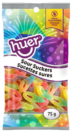 (S3 - 04) Box - Huer - PEG 75g Bag - Suckers Small - Sour x 12 units - SugarMarket.ca