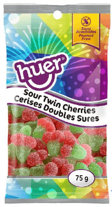 (S3 - 04) Box - Huer - PEG 75g Bag - Twin Cherries - Sour x 12 units - SugarMarket.ca