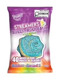 (S3 - 04) Box - Huer Sour Streamer Rolls - 40g x 18 Units - SugarMarket.ca