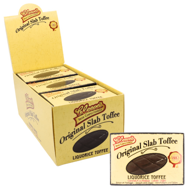 (S4 - 01) Box - Cleeves - Original Slab Toffee Liquorice Bar 75g x 18 Units - SugarMarket.ca