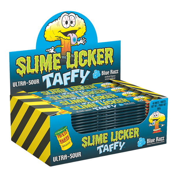 (S4 - 01) Box - Toxic Waste Slime Licker Taffy - Blue Razz 20g x 48 Units - SugarMarket.ca