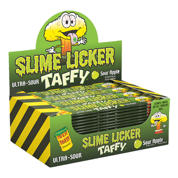 (S4 - 01) Box - Toxic Waste Slime Licker Taffy - Sour Apple 20g x 48 Units - SugarMarket.ca