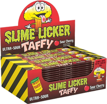(S4 - 01) Box - Toxic Waste Slime Licker Taffy - Sour Cherry 20g x 48 Units - SugarMarket.ca
