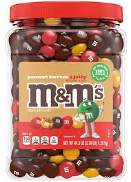 (S4 - 01) Box - TUB - M&M - Peanut Butter and Jelly Milk Chocolate Candy 44.3 oz (1.25kg) x 1 jar - SugarMarket.ca