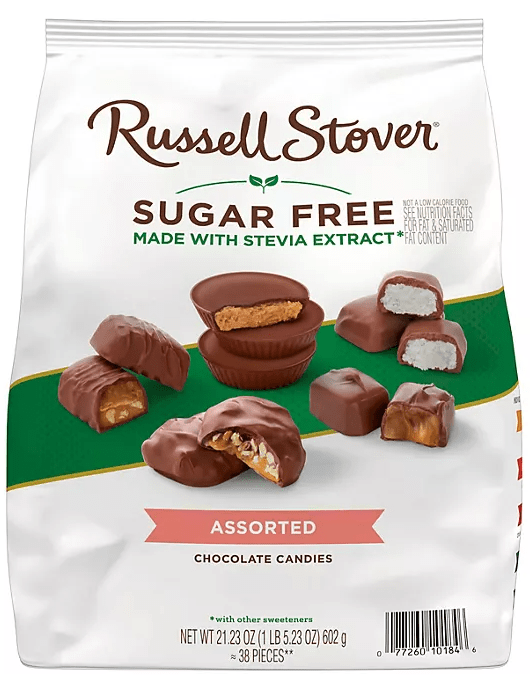 (S4 - 03) Box - Sugar Free - Russell Stover - Assorted Chocolates 38 pieces, 21.23oz (602g) x 1 Bag - SugarMarket.ca