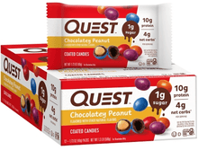 (S4 - 03) Box - US - Quest - Protein Bar - Chocolatey Peanut Coated Pieces 1.73oz (49g) x 12 units - SugarMarket.ca