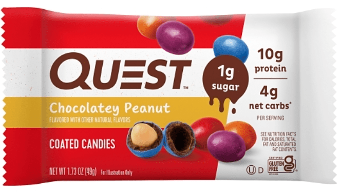 (S4 - 03) Box - US - Quest - Protein Bar - Chocolatey Peanut Coated Pieces 1.73oz (49g) x 12 units - SugarMarket.ca