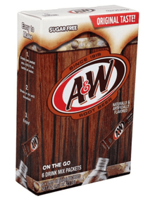 (S5 - 01) Box - US - Drink Mix - CASE - On the Go - A&W Root beer Sugar Free (6 pockets) x 12 Boxes - SugarMarket.ca