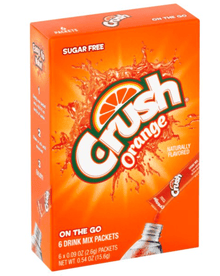 (S5 - 01) US - Drink Mix - CASE - On the Go - ORANGE Crush Sugar Free (6 pockets) x 1 Unit - SugarMarket.ca