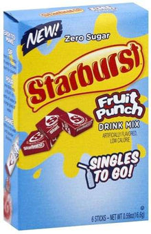 (S5 - 01) US - Drink Mix - Singles to Go - Starburst - Fruit Punch (6 Pack) x 1 unit - SugarMarket.ca