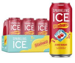 (S5 - 02) Box - Us - Beverage - Sparkling Ice - Starburst - Cherry ZERO SUGAR 16 fl oz (473.17ml) x 12 Cans (Buyer is responsible if drinks may leak during shipping and weather) - SugarMarket.ca