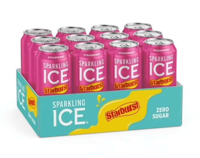 (S5 - 02) Box - Us - Beverage - Sparkling Ice - Starburst - Strawberry ZERO SUGAR 16 fl oz (473.17ml) x 12 Cans (Buyer is responsible if drinks may leak during shipping and weather) - SugarMarket.ca