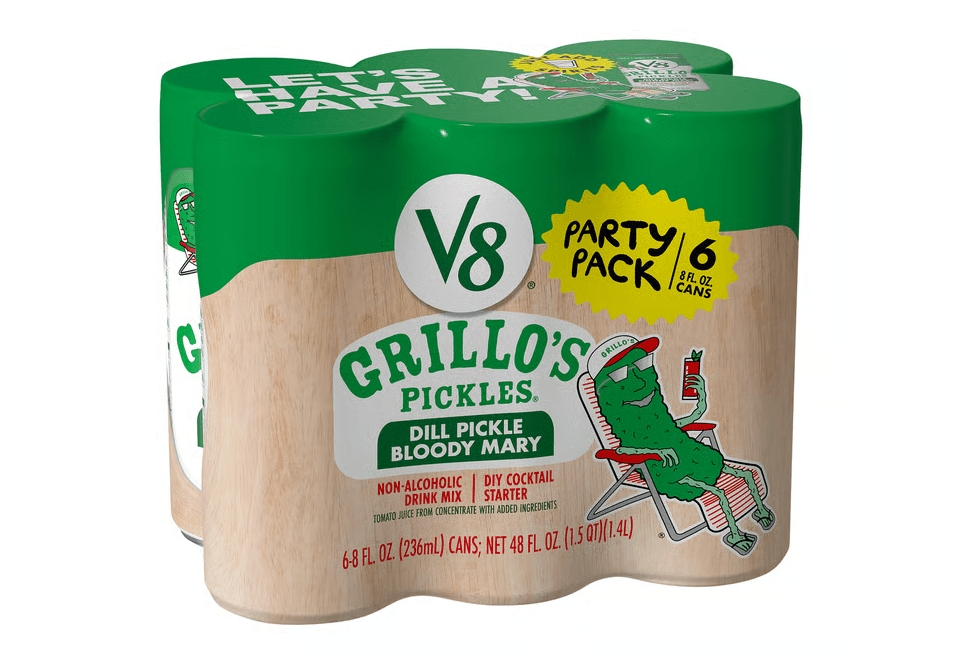 (S5 - 02) Box - US - Beverage - V8 Bloody Mary - Grillo's Dill Pickle 8 fl oz (236ml) x 6 Units (Buyer is responsible if drinks may leak during shipping and weather) - SugarMarket.ca