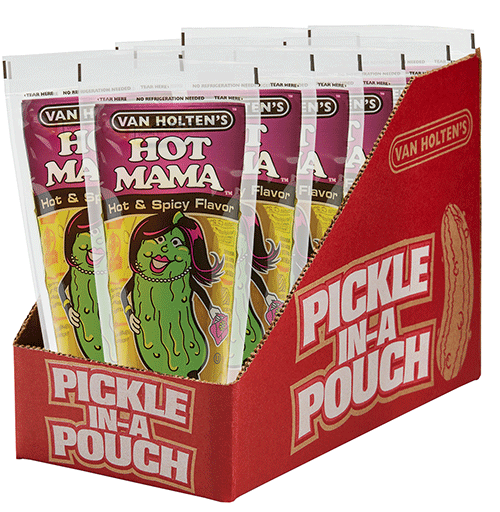 (S5 - 03) Box - US - Van Holten - King Size Pickle - in - a - Pouch - Hot Mama x 12 units (Buyer is responsible if Pickle Juice may leak during shipping) - SugarMarket.ca