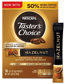 (S5 - 06) Box - US - Coffee - Nescafe - Hazelnut Instant Coffee, 16pk 1.69oz (48g) x 1 Box - SugarMarket.ca