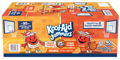 (S5 - 07) Box - Beverage - Kool Aid Jammers Basketball Juice Pouches - Orange 6floz (177ml) x 40 Units (Buyer is responsible if drinks may leak during shipping and weather) - SugarMarket.ca
