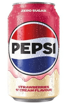 (S5 - 09) Beverage - Zero Sugar - Pepsi - Strawberry and Cream 330ml x 1 can (Buyer is responsible if drinks may leak during shipping and weather) - SugarMarket.ca