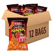 (S6 - 02) Box - US - CASE - Chips - Herr's Carolina Reaper Flavored - Extra Hot 6oz (170g) x 12 Bags (chips bags may be deflated during shipping) - SugarMarket.ca