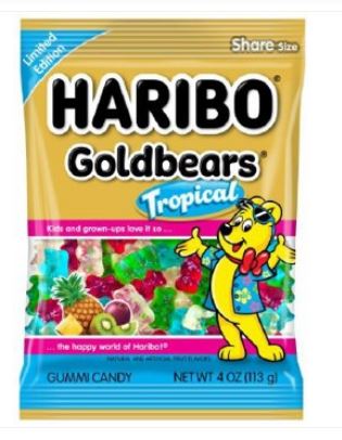 (S6 - 03) Box - Haribo LE Gold Bears Tropical 4oz(113g) x 12 Units - SugarMarket.ca