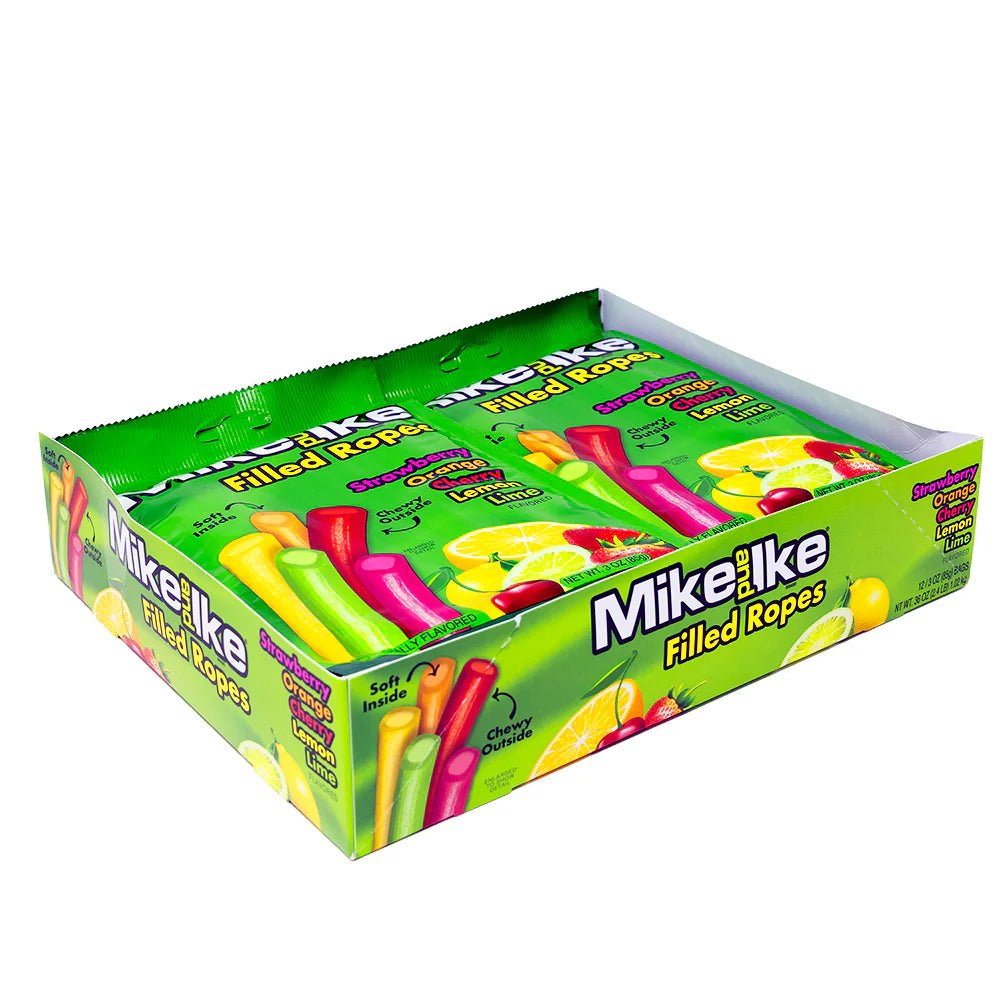 (S6 - 03) Box - MEXICO - MIKE & IKE Licorice ROPES Pouch - 3oz X 12 Units - SugarMarket.ca