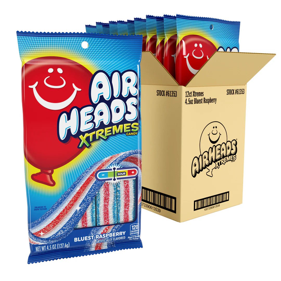 (S6 - 03) Box - US - Peg Bag - Airheads Xtreme Bites Blue Raspberry 6oz x 12 Units - SugarMarket.ca