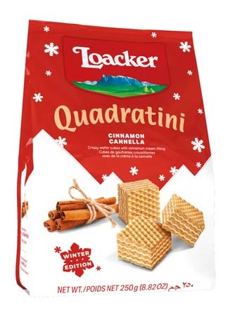 (S6 - 03) Box - US - Xmas Loacker Quadratini Cinnamon 250g x 6 Units (Best Before Feb 2026) - SugarMarket.ca