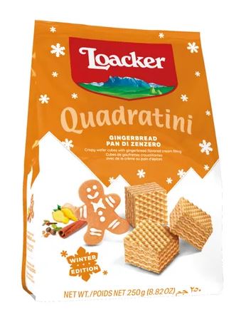 (S6 - 03) Box - US - Xmas Loacker Quadratini Gingerbread 250g x 6 Units (Best Before Feb 2026) - SugarMarket.ca