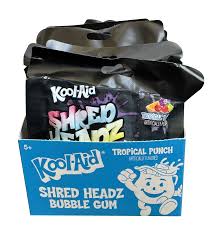 (S6 - 04) Box - China - Kool - Aid Shred Headz - Tropical Punch Bubblegum Peg Bag 2.12oz(60g) x 12 Units - SugarMarket.ca