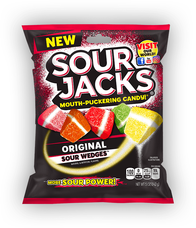 (S6 - 04) Box - Spain - Sour Jacks Peg Bag - ORIGINAL Sour Wedges 5oz (142g) x 12 units - SugarMarket.ca