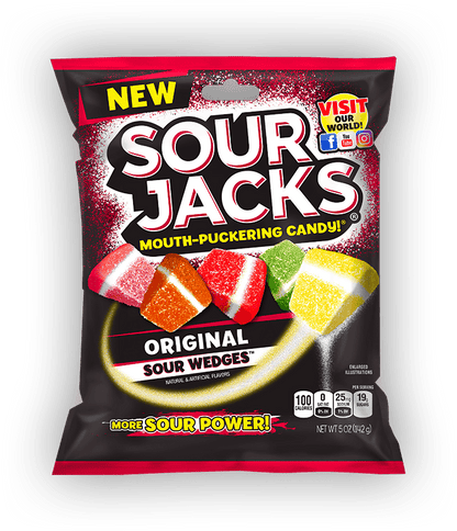 (S6 - 04) Box - Spain - Sour Jacks Peg Bag - ORIGINAL Sour Wedges 5oz (142g) x 12 units - SugarMarket.ca