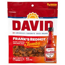 (S6 - 04) Box - Us - David Jumbo Sunflower Seeds - Red Hot 5.25 oz (149g) x 12 units - SugarMarket.ca