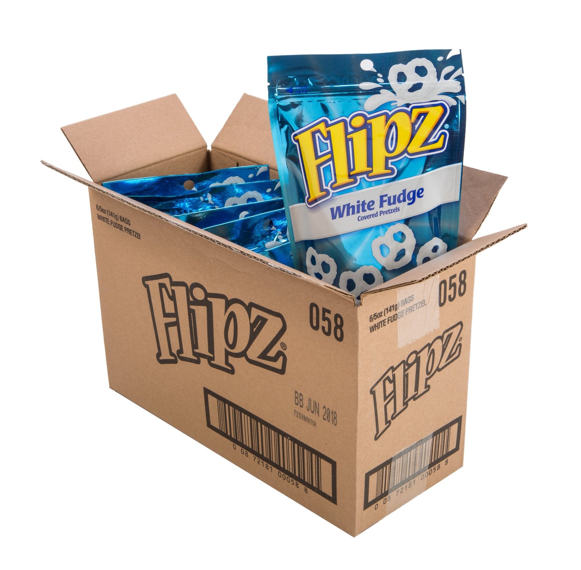 (S6 - 04) Box - US - Pretzel - Flipz White Fudge Pretzels Stand Up Pouch - 5oz(142g) x 6 Units - SugarMarket.ca