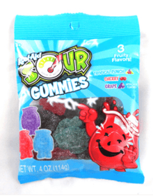 (S6 - 04)Us - Kool - Aid - Gummies - SOUR - Sanded 3 Fruity Flavors Peg bag 4oz (113g) x 1 unit - SugarMarket.ca