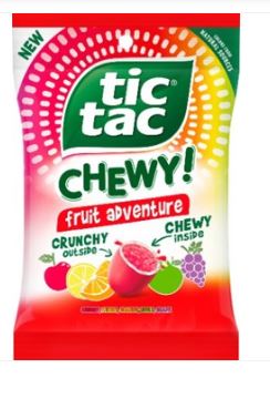 (S6 - 05) Box - Mexico - Tic Tac Chewy - Fruit Adventure Peg Bag - 2.8oz (79g) x 12 Units - SugarMarket.ca