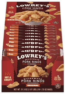 (S6 - 05) Box - Us - Lowreys Microwave Pork Rinds - Original 1.75oz (49g) x 18 units - SugarMarket.ca
