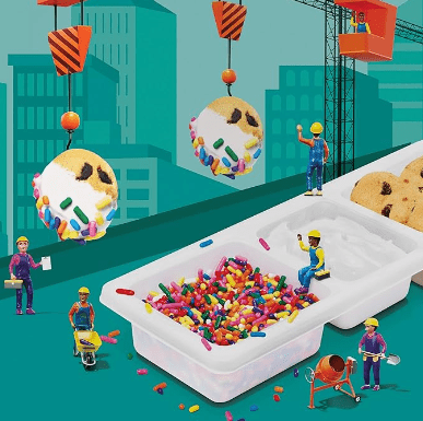 (S6 - 05) Box - Us - Lunchables Cookie Dunks with Choco Chip Cookies, Marshmallow Creme & Springles Tray 1.95oz (55g) x 12 units - SugarMarket.ca