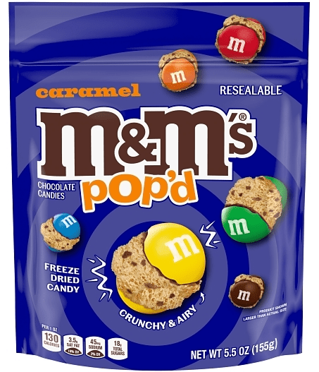 (S6 - 05) Box - US - M&M - Popd - Freeze Dried Caramel Stand Up Pouch 5.5oz (155g) x 8 units - SugarMarket.ca