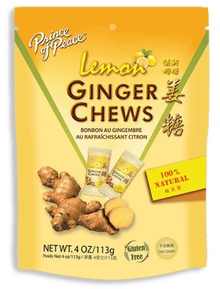 (S6 - 06) Box - PRINCE OF PEACE GINGER CHEWS SUB - LEMON 4oz (113g) x 12 units - SugarMarket.ca