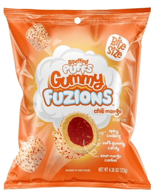 (S6 - 06) Box - Stuffed Puffs - Gummy Fusion - Chili Mango Gummy Bites 4.36oz (123g) x 8 Units - SugarMarket.ca