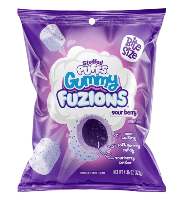 (S6 - 06) Box - Stuffed Puffs - Gummy Fusion - Sour Berry Bites 4.36oz (123g) X 8 Units - SugarMarket.ca