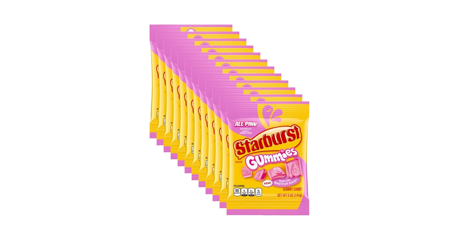 (S6 - 06) Box - US - Peg Bag - Starburst Gummies - All Pink 5oz(141g) x 12 units - SugarMarket.ca