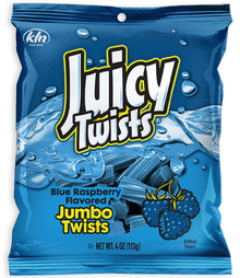 (S6 - 06) JUICY TWISTS - BLUE RASPBERRY PEG BAG 4oz (113g) x 1 Unit - SugarMarket.ca