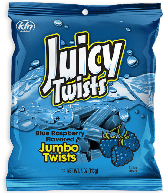 (S6 - 06) JUICY TWISTS - BLUE RASPBERRY PEG BAG 4oz (113g) x 1 Unit - SugarMarket.ca