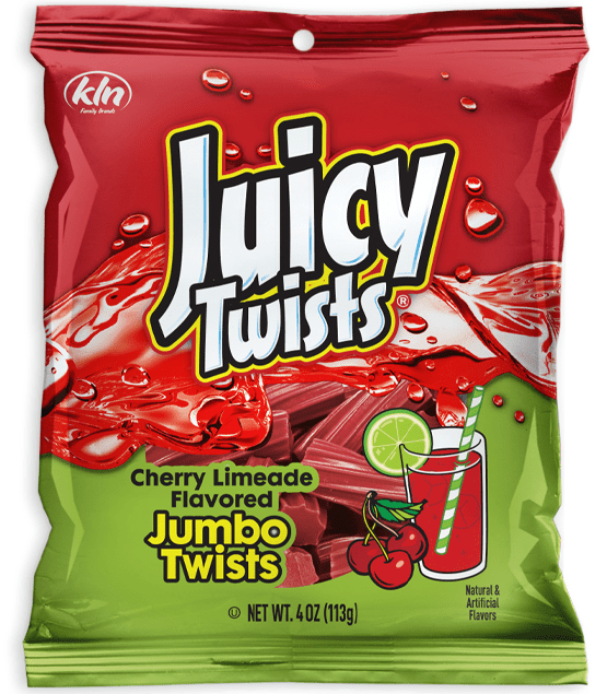 (S6 - 06) JUICY TWISTS - CHERRY LIMEADE PEG BAG 4oz (113g) x 1 Unit - SugarMarket.ca