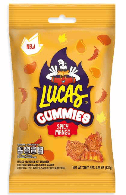 (S6 - 06) MEXICO - Peg Bag - Lucas Spicy - Mango Gummies 4.58oz (130g) x 1 Unit - SugarMarket.ca